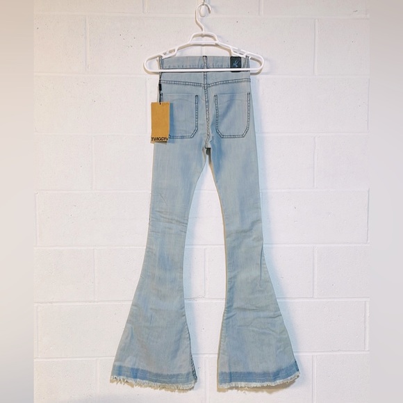 NWT 22” One teaspoon bell bottom flares Twiggy light blue jeans new with tags - Picture 5 of 16